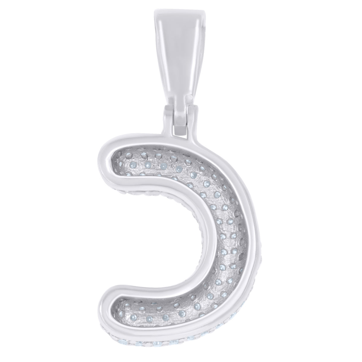 925 Sterling Silver 1.00ct Moissanite Initial Alphabet C Charm Pendant
