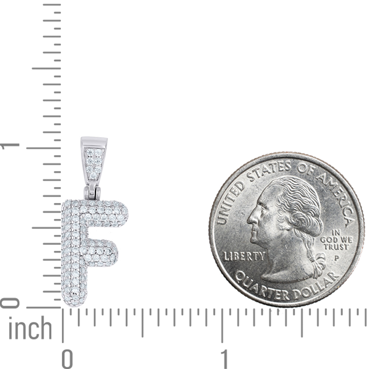 925 Sterling Silver 0.80ct Moissanite Initial Alphabet F Charm Pendant