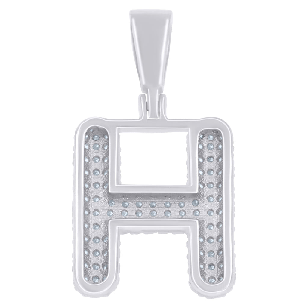 925 Sterling Silver 1.00ct Moissanite Initial Alphabet H Charm Pendant