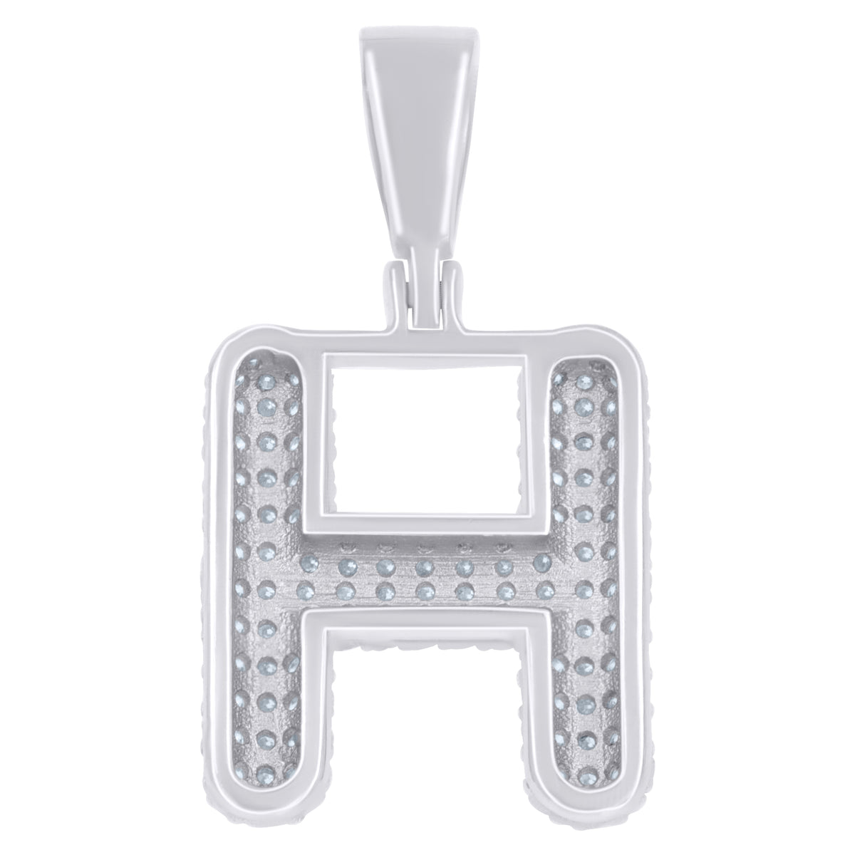 925 Sterling Silver 1.00ct Moissanite Initial Alphabet H Charm Pendant