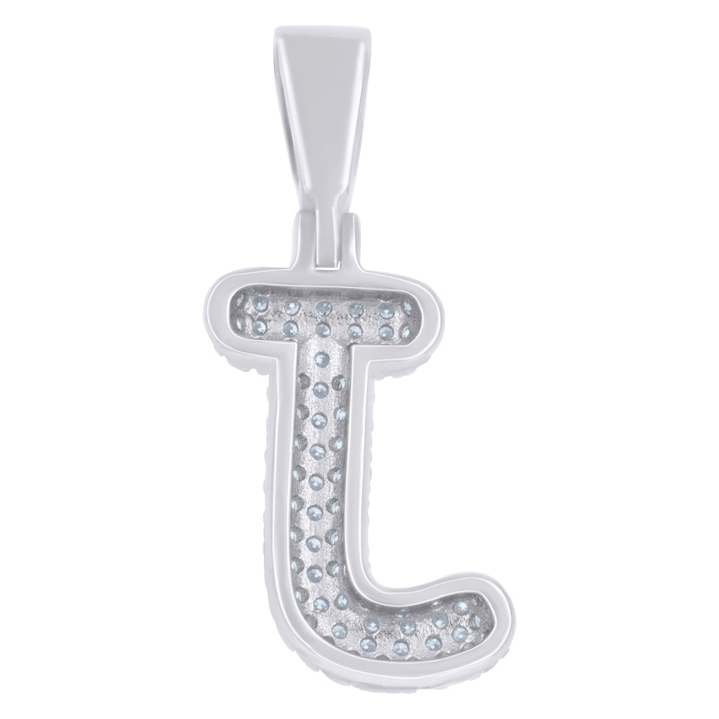 925 Sterling Silver 0.66ct Moissanite Initial Alphabet J Charm Pendant