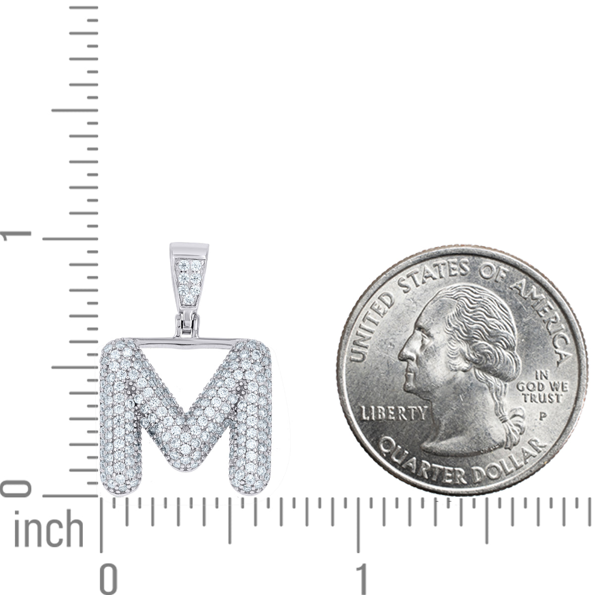 925 Sterling Silver 1.32ct Moissanite Initial Alphabet M Charm Pendant