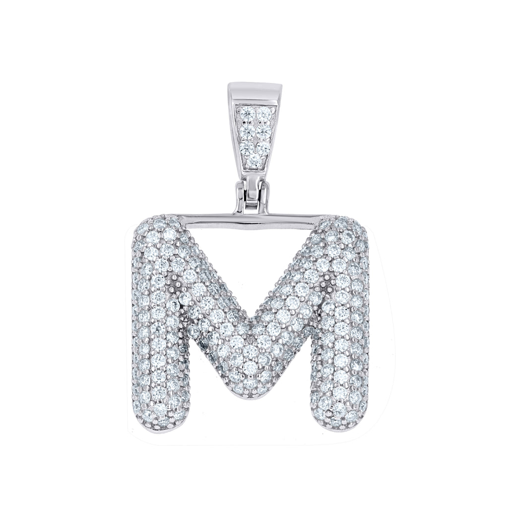 925 Sterling Silver 1.32ct Moissanite Initial Alphabet M Charm Pendant