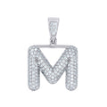 925 Sterling Silver 1.32ct Moissanite Initial Alphabet M Charm Pendant