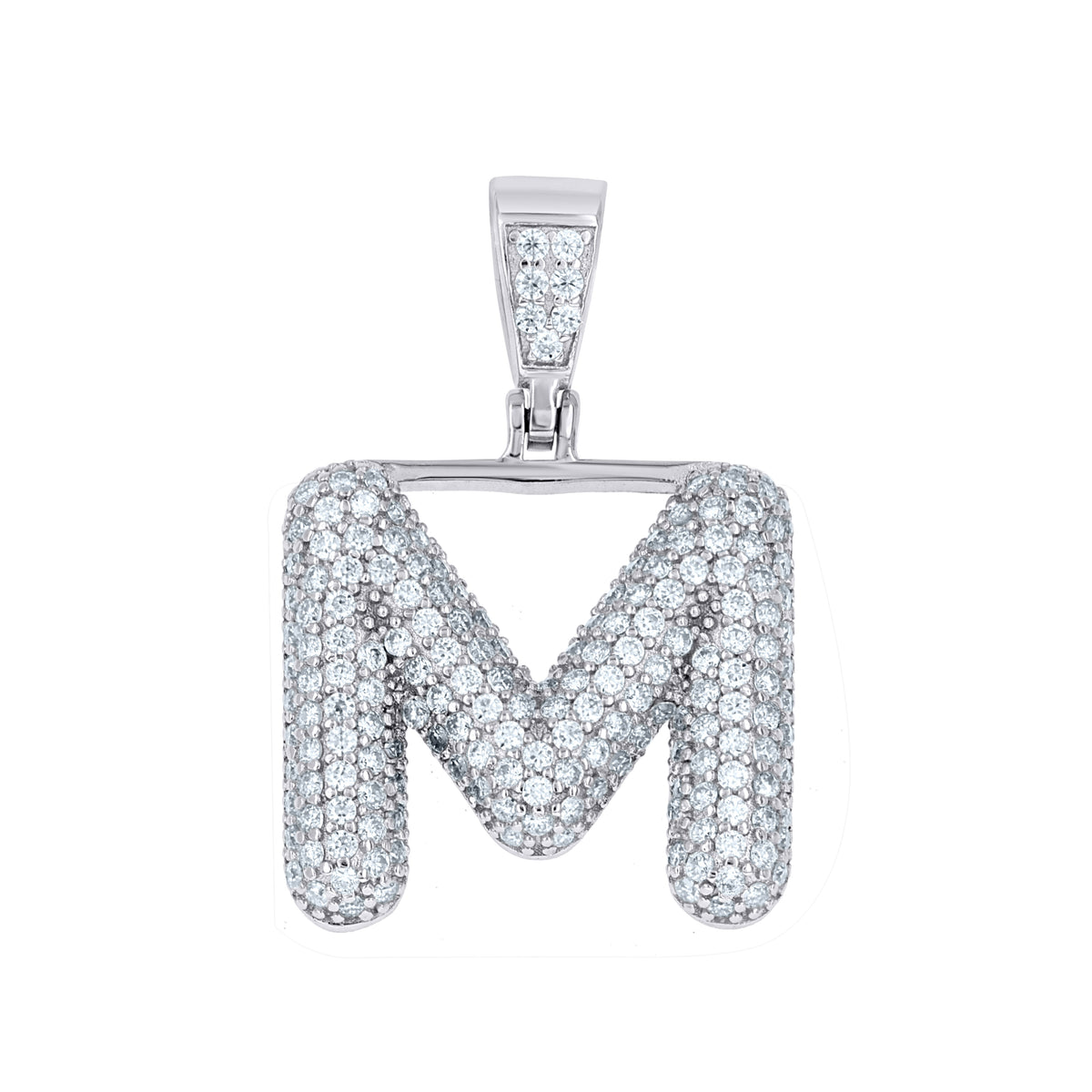925 Sterling Silver 1.32ct Moissanite Initial Alphabet M Charm Pendant