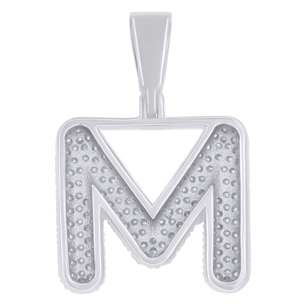 925 Sterling Silver 1.32ct Moissanite Initial Alphabet M Charm Pendant