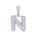 925 Sterling Silver 1.20ct Moissanite Initial Alphabet N Charm Pendant