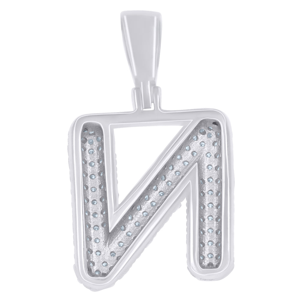 925 Sterling Silver 1.20ct Moissanite Initial Alphabet N Charm Pendant