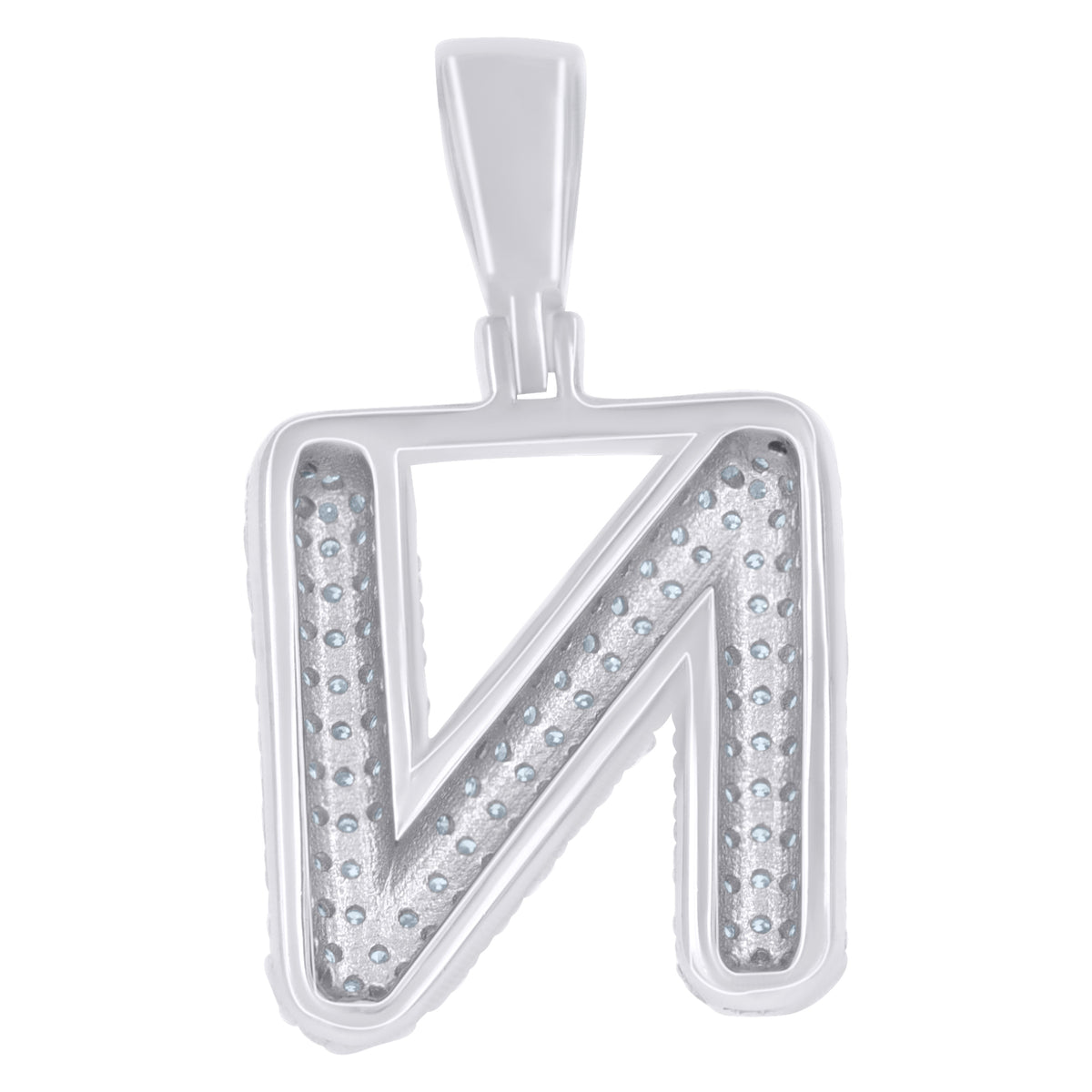 925 Sterling Silver 1.20ct Moissanite Initial Alphabet N Charm Pendant