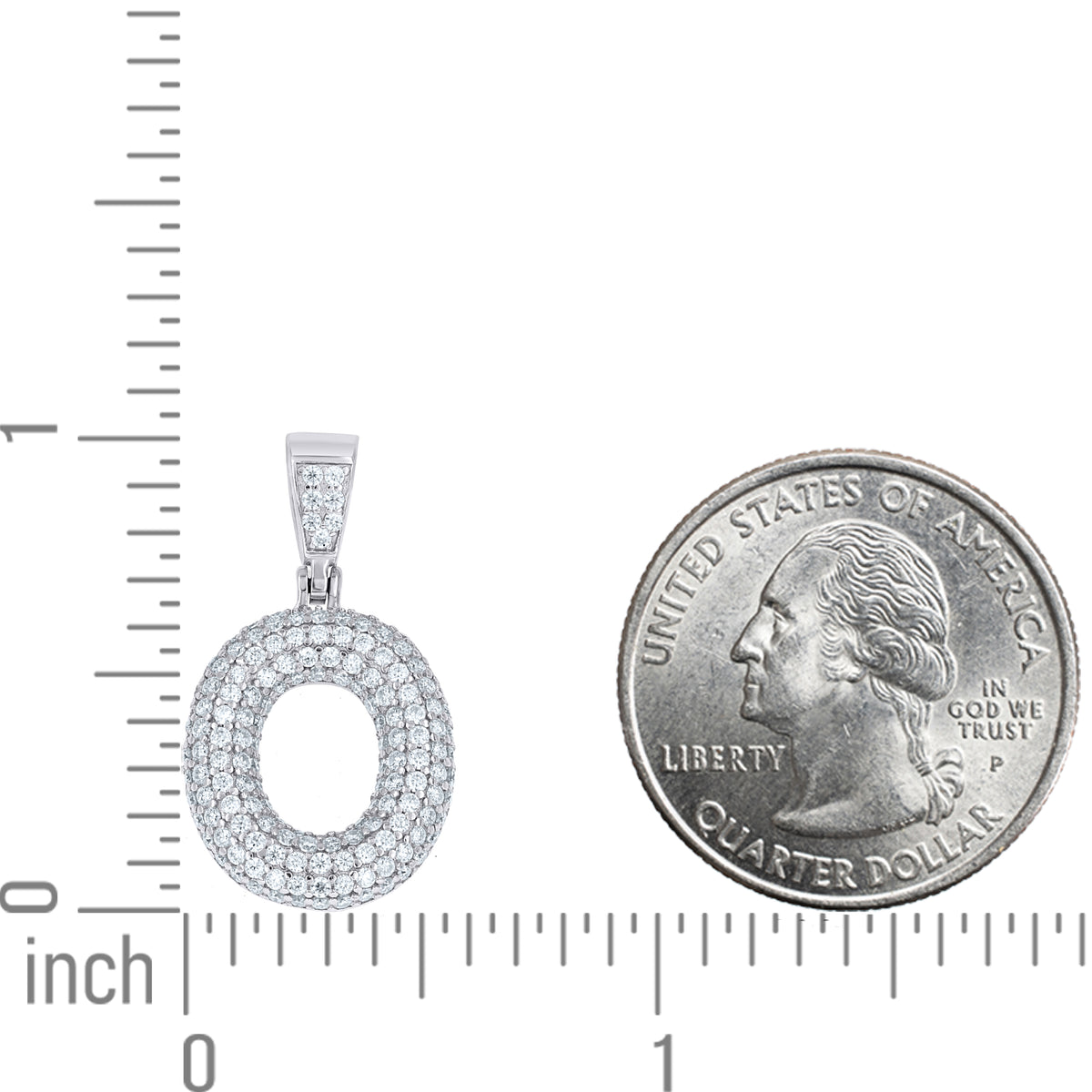 925 Sterling Silver 1.10ct Moissanite Initial Alphabet O Charm Pendant