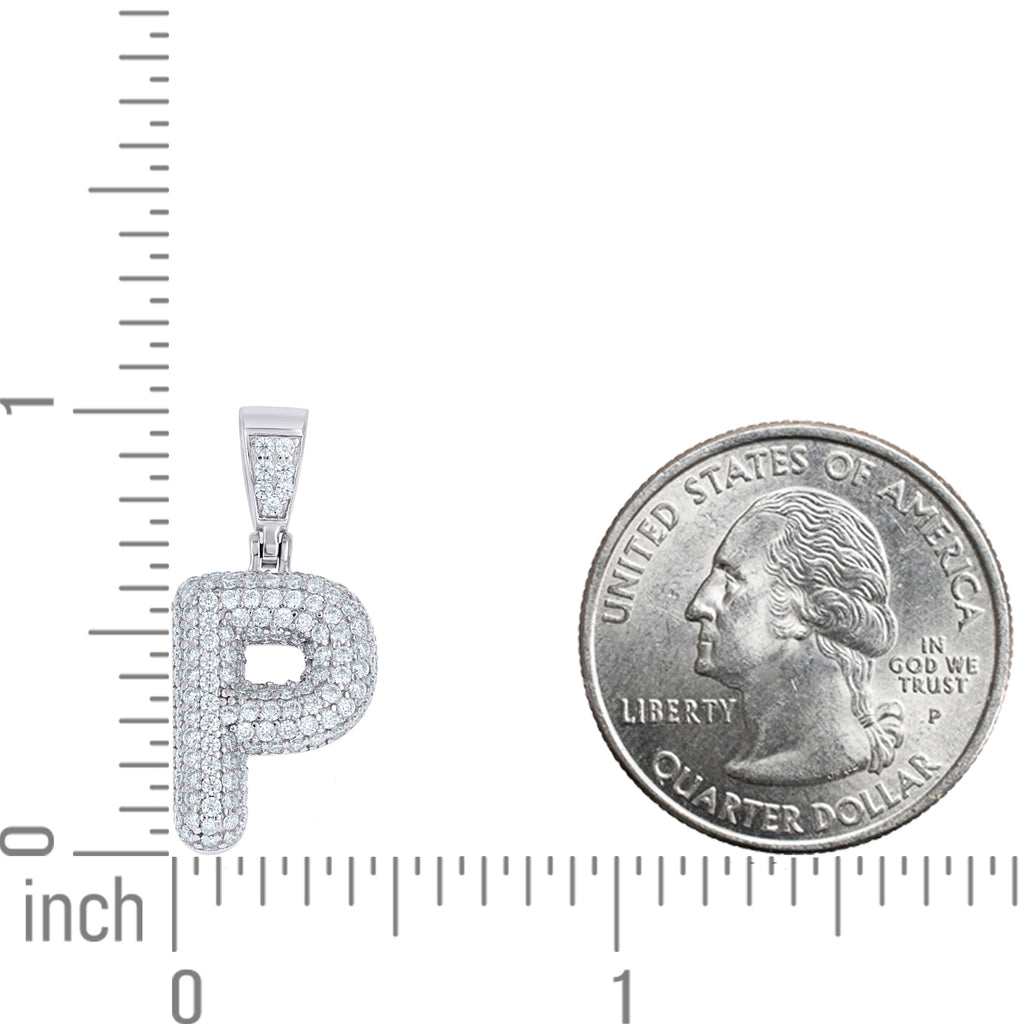 925 Sterling Silver 0.90ct Moissanite Initial Alphabet P Charm Pendant