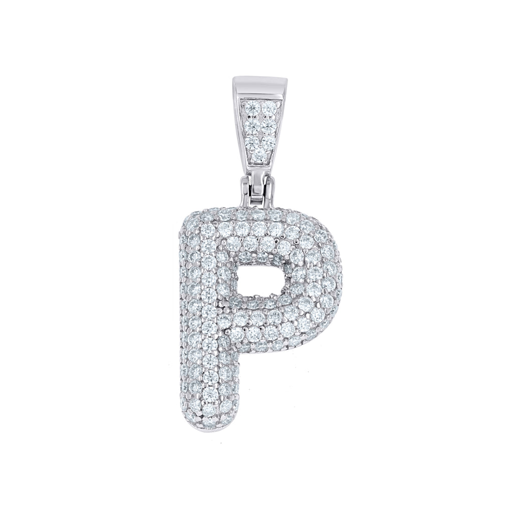 925 Sterling Silver 0.90ct Moissanite Initial Alphabet P Charm Pendant