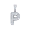 925 Sterling Silver 0.90ct Moissanite Initial Alphabet P Charm Pendant
