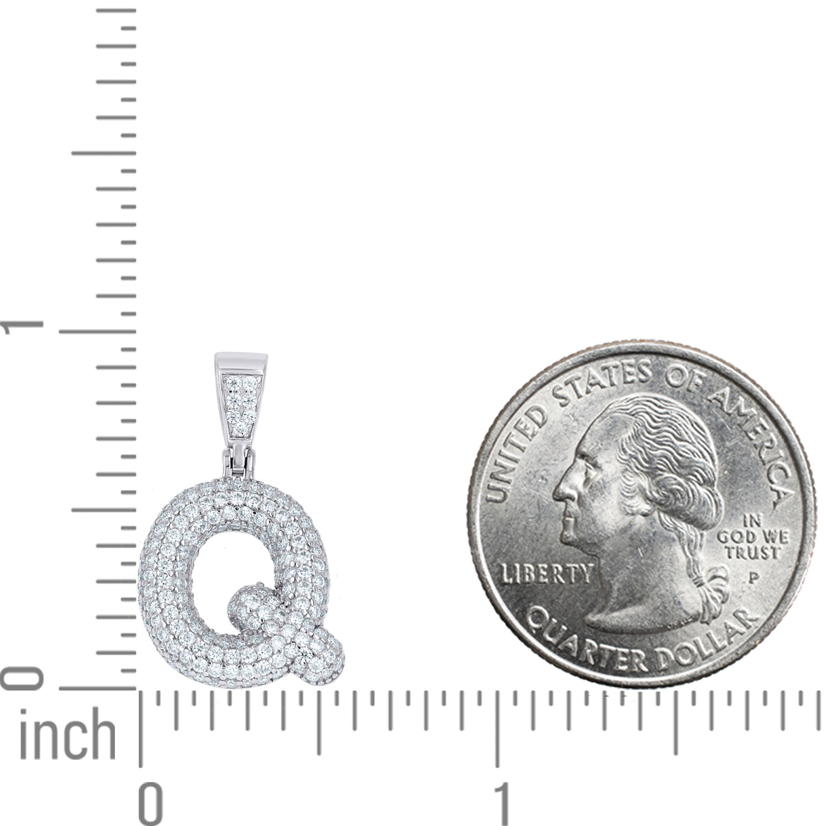 925 Sterling Silver 1.20ct Moissanite Initial Alphabet Q Charm Pendant