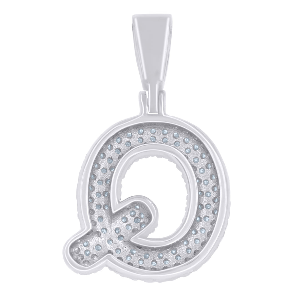 925 Sterling Silver 1.20ct Moissanite Initial Alphabet Q Charm Pendant