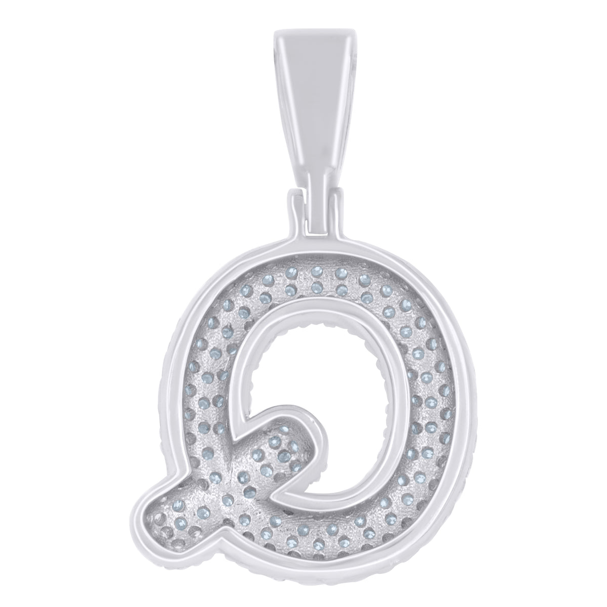 925 Sterling Silver 1.20ct Moissanite Initial Alphabet Q Charm Pendant