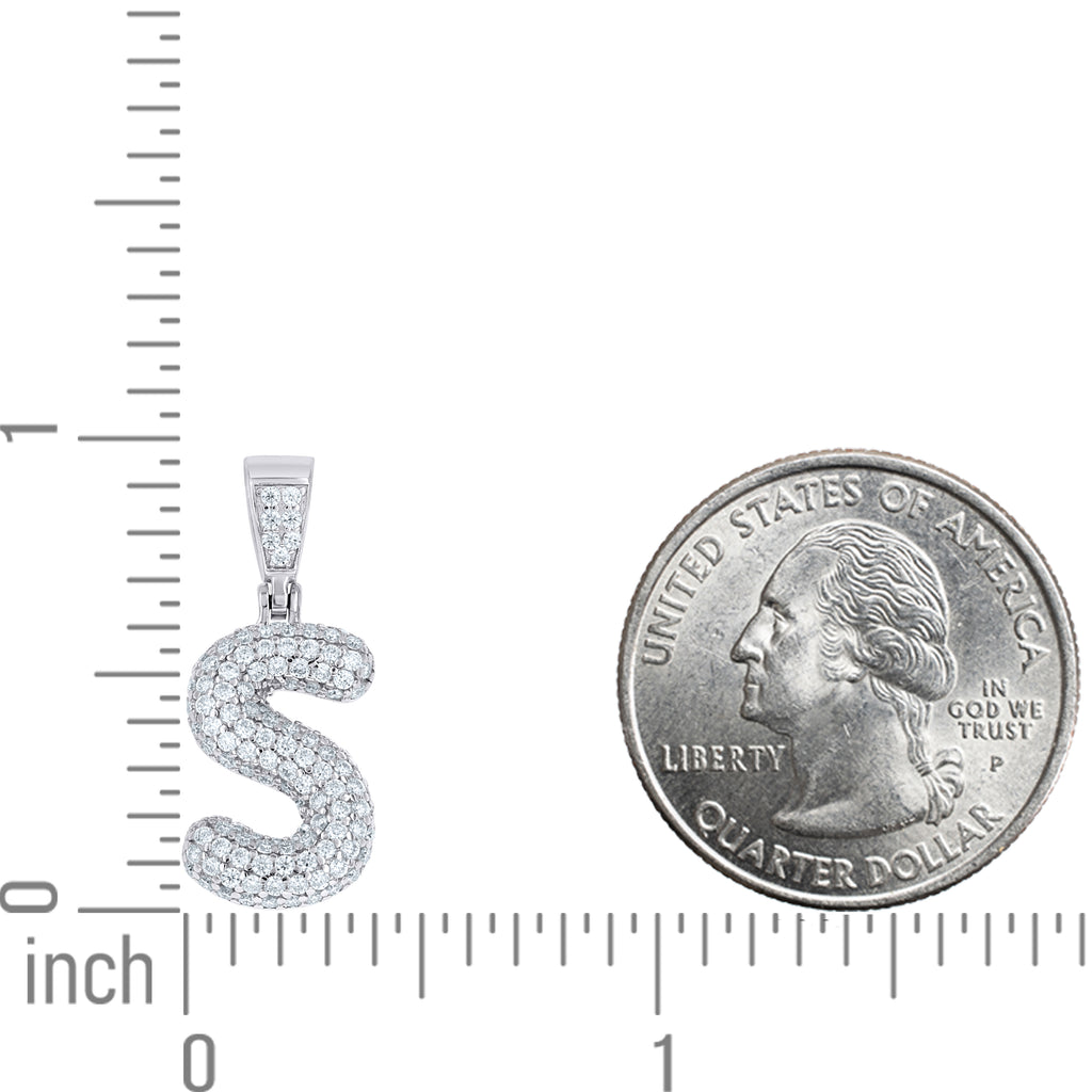 925 Sterling Silver 0.90ct Moissanite Initial Alphabet S Charm Pendant