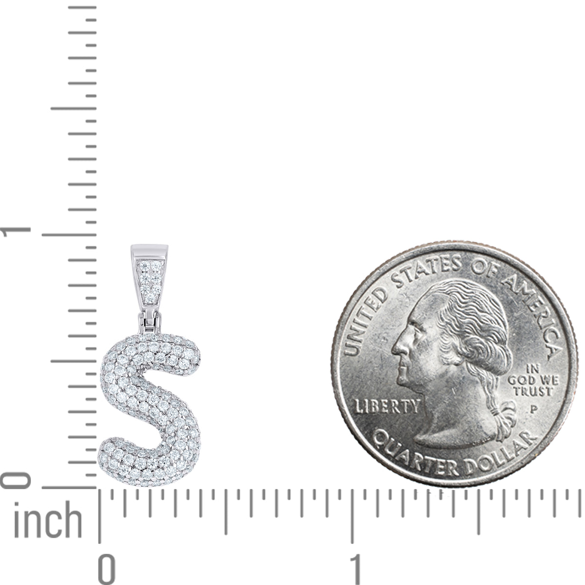 925 Sterling Silver 0.90ct Moissanite Initial Alphabet S Charm Pendant