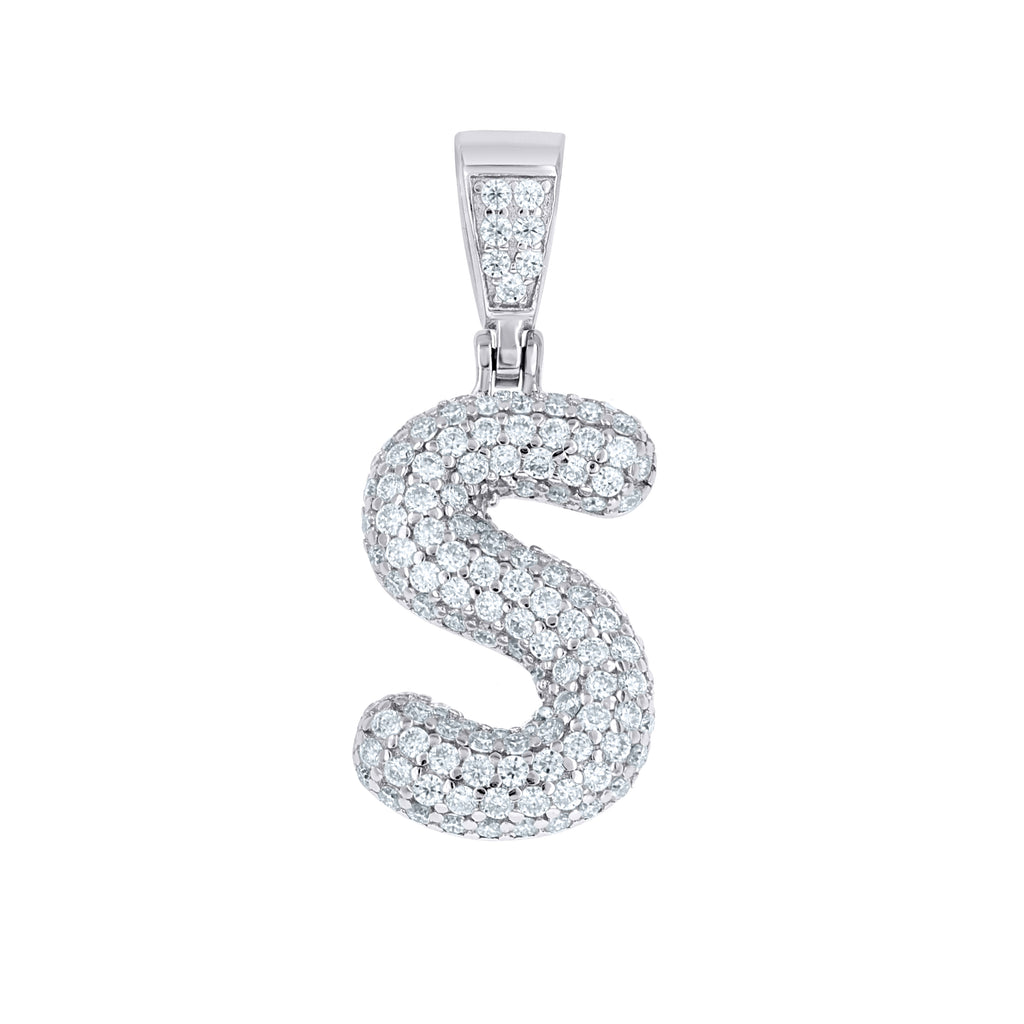 925 Sterling Silver 0.90ct Moissanite Initial Alphabet S Charm Pendant