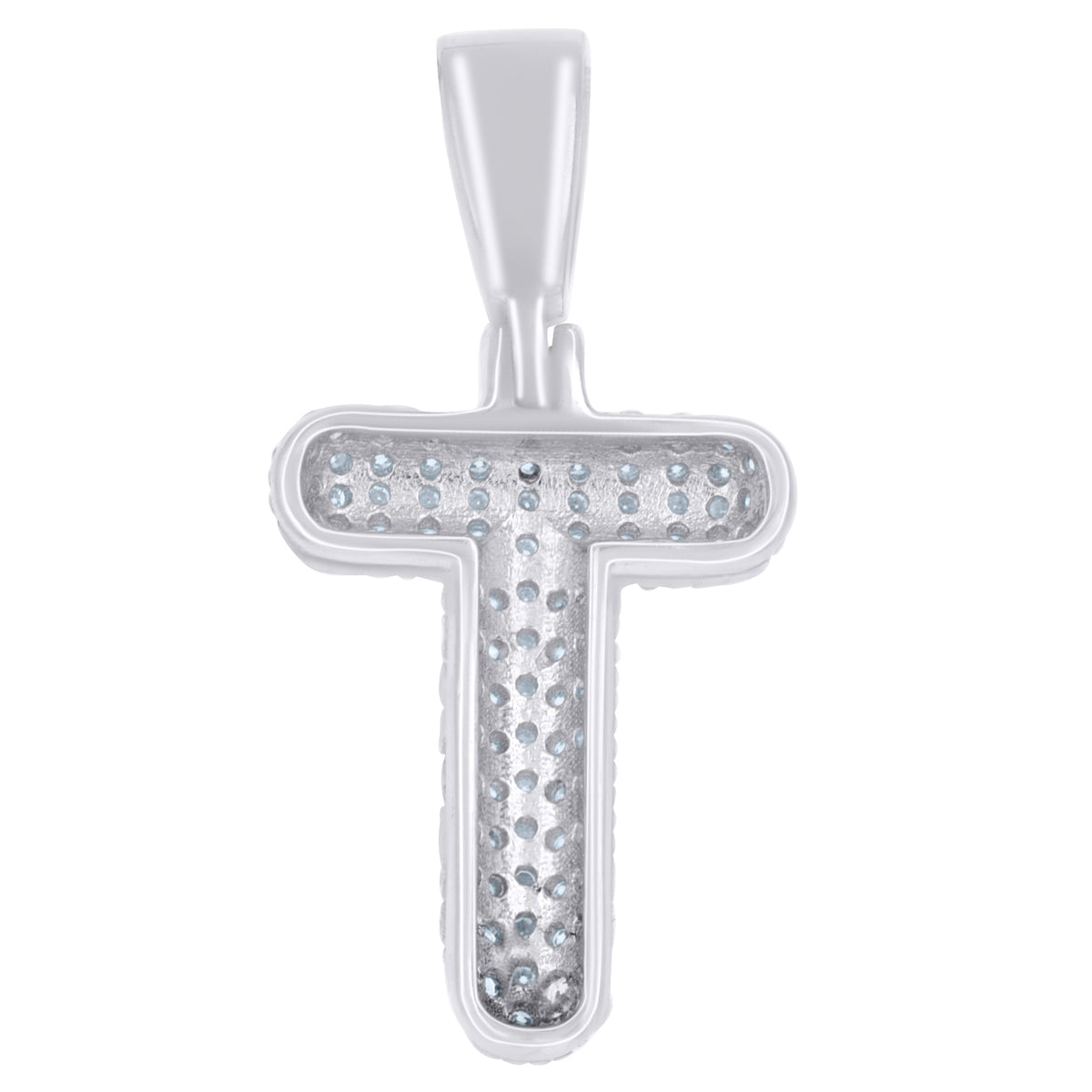 925 Sterling Silver 0.72ct Moissanite Initial Alphabet T Charm Pendant