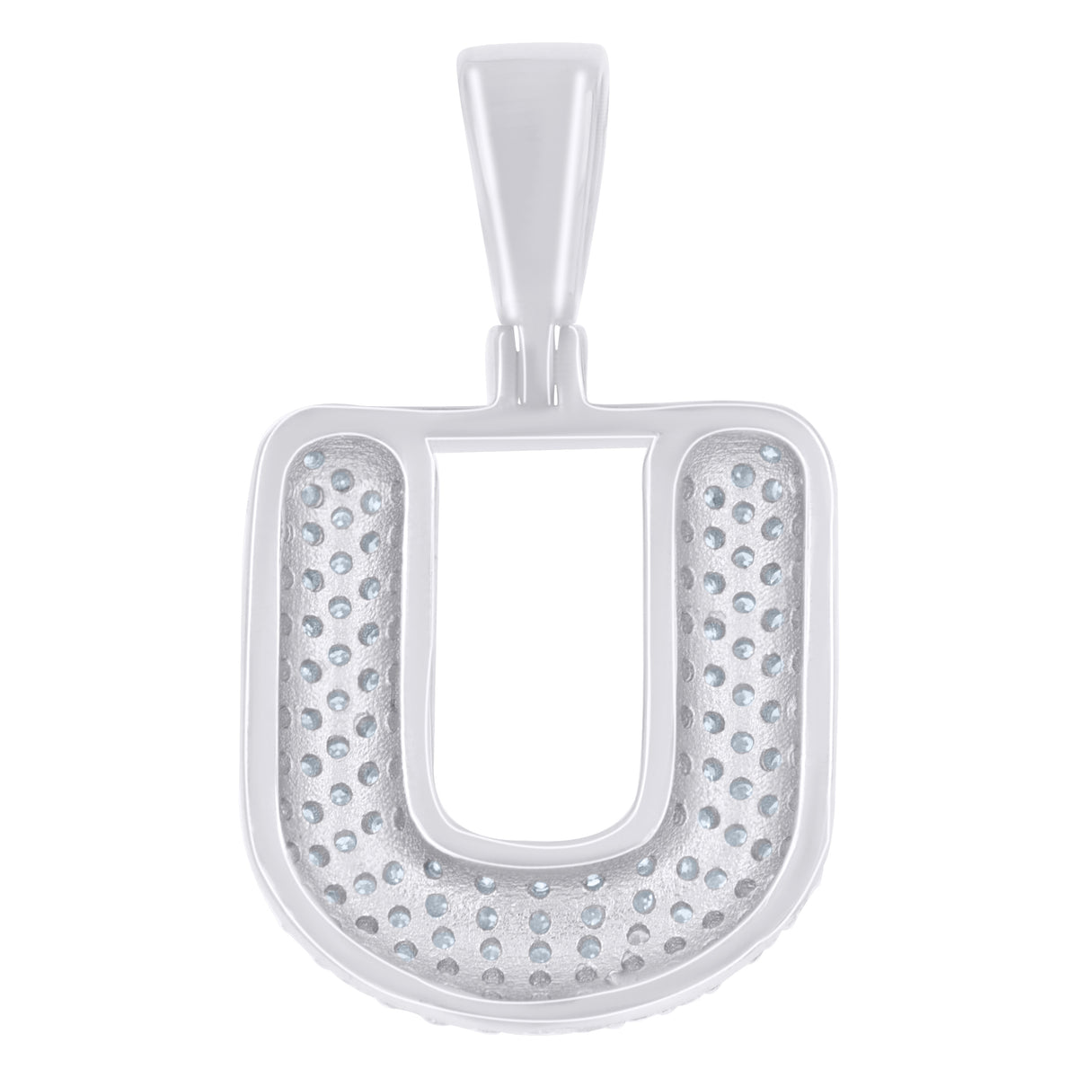 925 Sterling Silver 0.93ct Moissanite Initial Alphabet U Charm Pendant