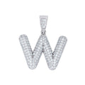 925 Sterling Silver 1.40ct Moissanite Initial Alphabet W Charm Pendant
