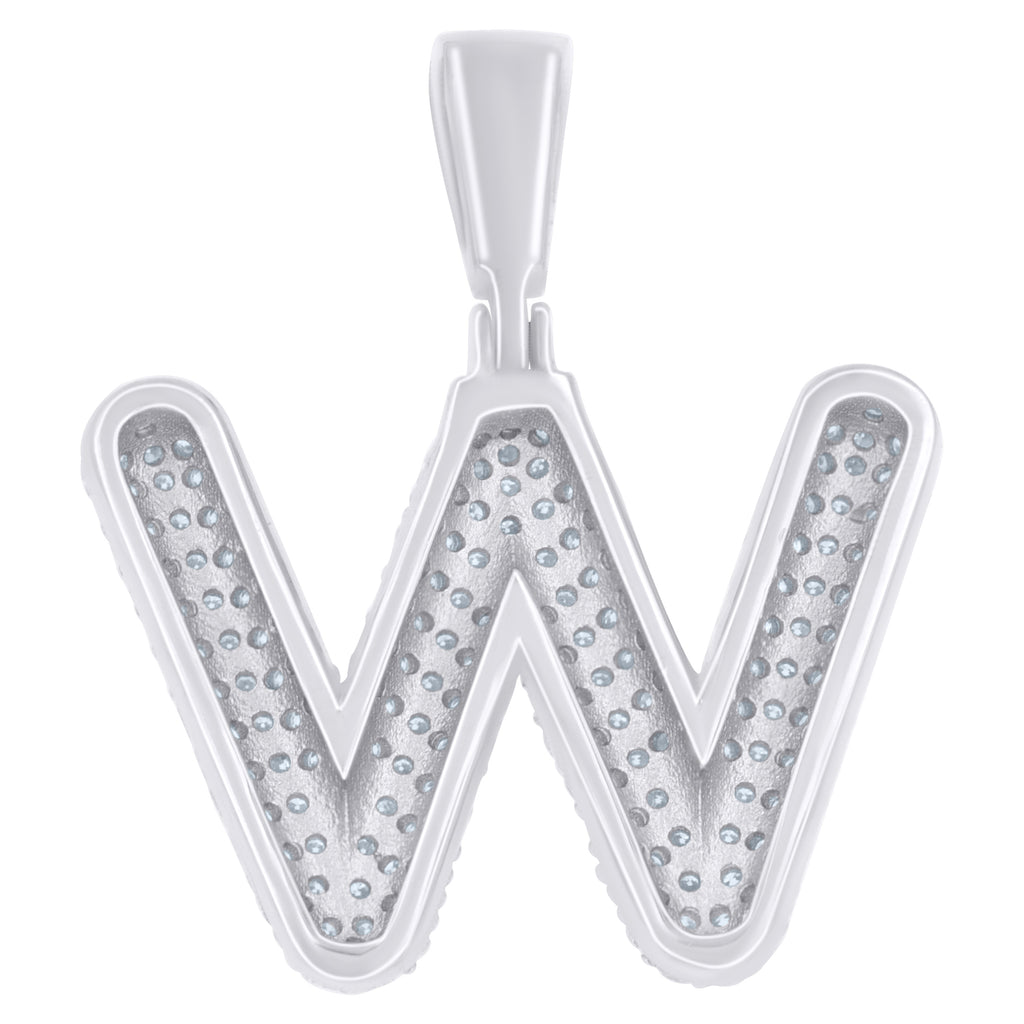 925 Sterling Silver 1.40ct Moissanite Initial Alphabet W Charm Pendant