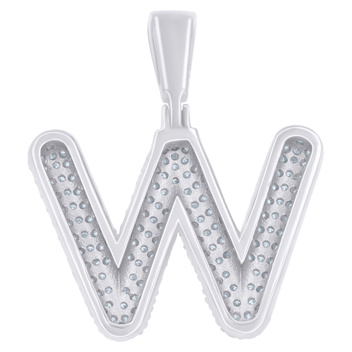 925 Sterling Silver 1.40ct Moissanite Initial Alphabet W Charm Pendant
