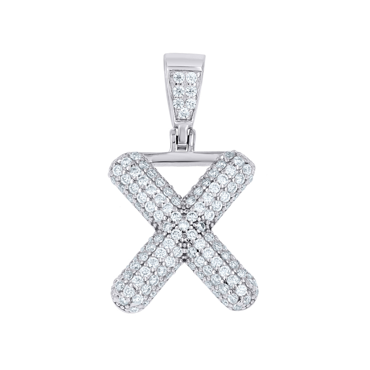 925 Sterling Silver 1.00ct Moissanite Initial Alphabet X Charm Pendant