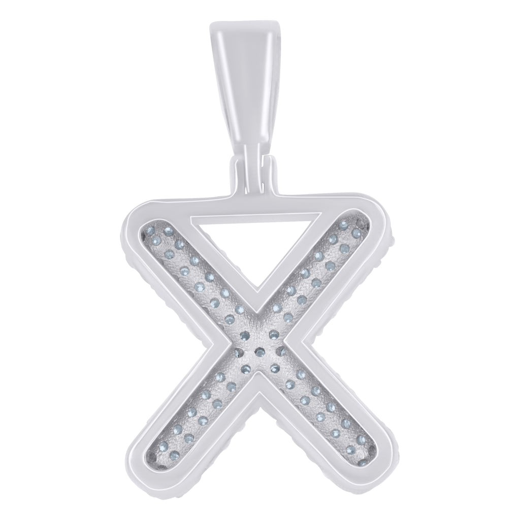 925 Sterling Silver 1.00ct Moissanite Initial Alphabet X Charm Pendant