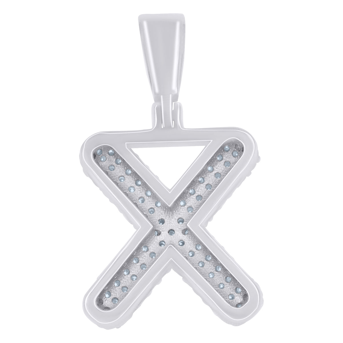 925 Sterling Silver 1.00ct Moissanite Initial Alphabet X Charm Pendant