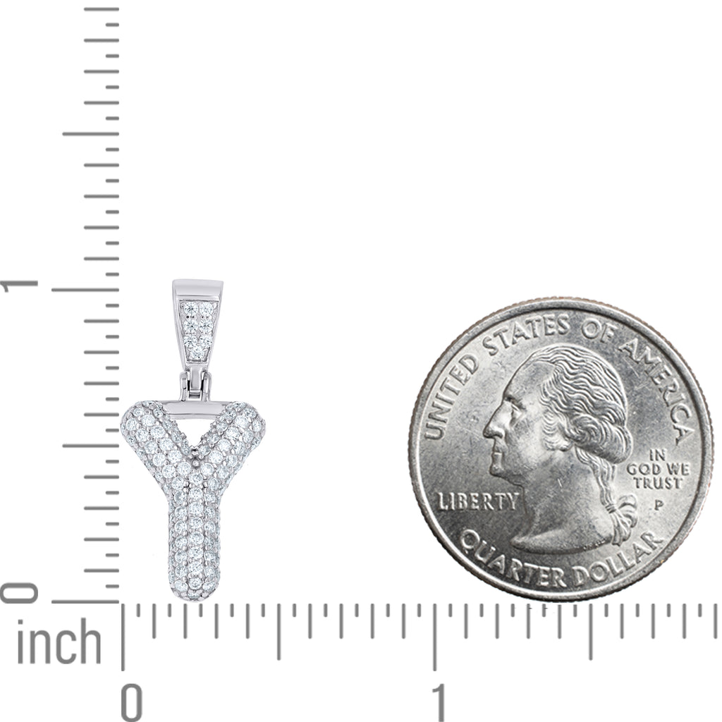 925 Sterling Silver 0.69ct Moissanite Initial Alphabet Y Charm Pendant