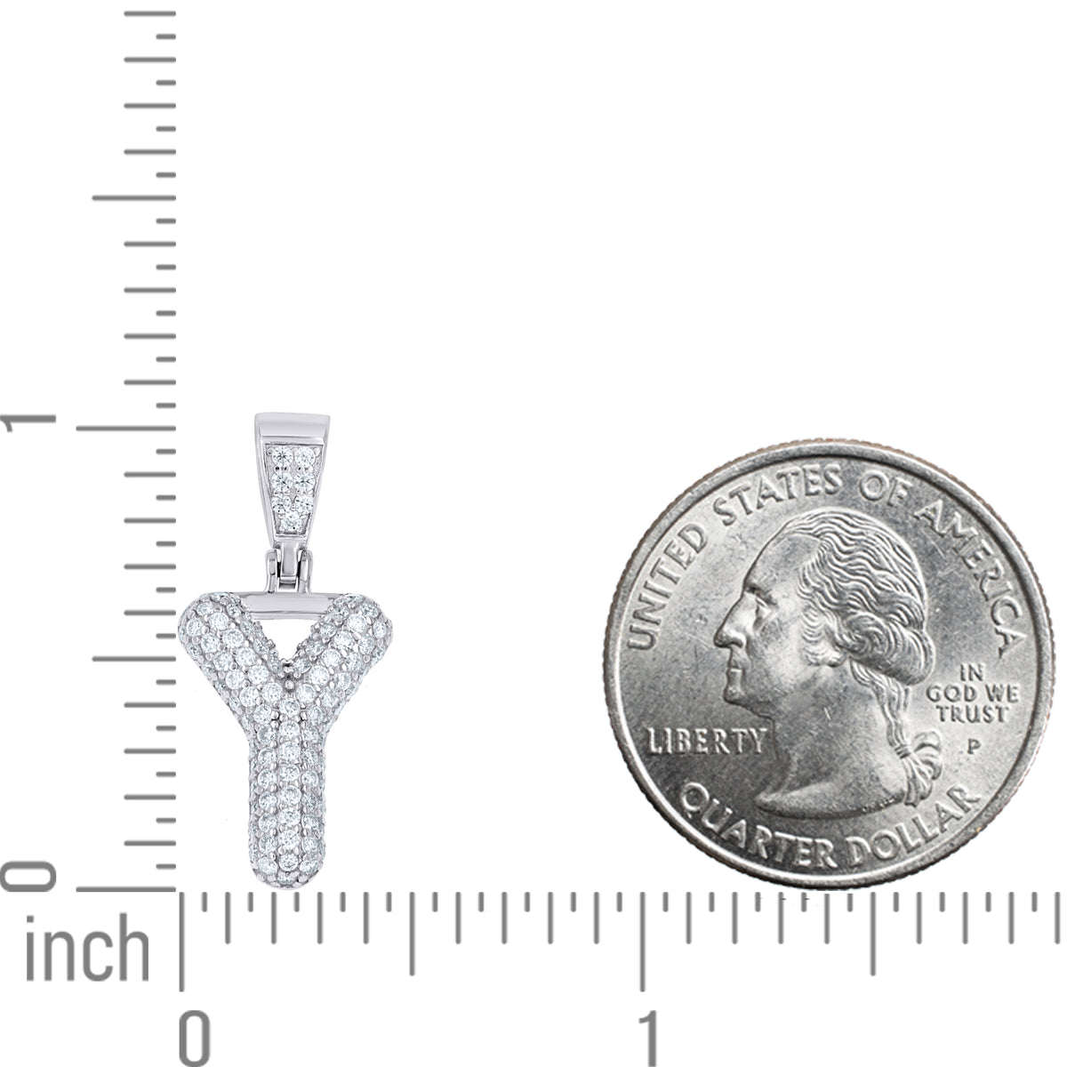 925 Sterling Silver 0.69ct Moissanite Initial Alphabet Y Charm Pendant