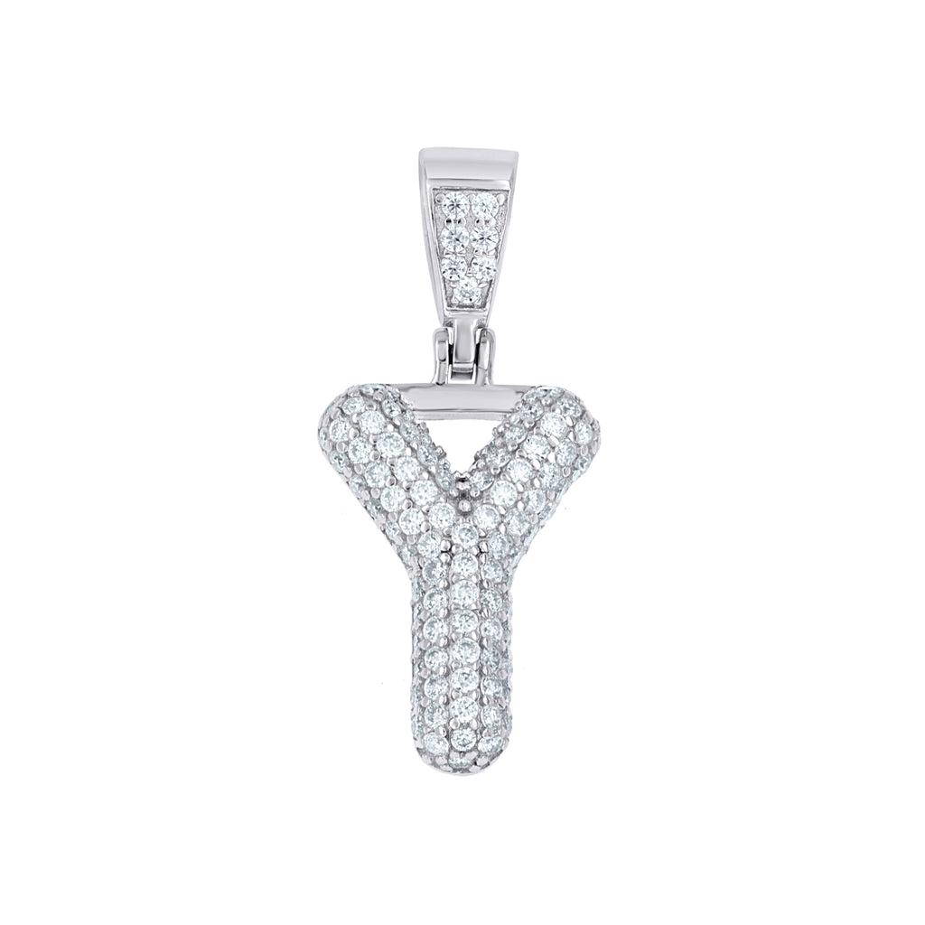 925 Sterling Silver 0.69ct Moissanite Initial Alphabet Y Charm Pendant