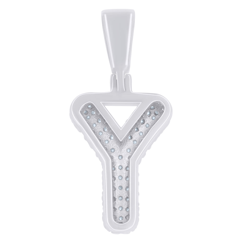 925 Sterling Silver 0.69ct Moissanite Initial Alphabet Y Charm Pendant