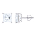 925 Sterling Silver Unisex Princess-cut 4.04ct Moissanite Square Fashion Stud Earrings