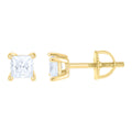 925 Sterling Silver Yellow-Tone Unisex Princess-cut 0.62ct Moissanite Square Fashion Stud Earrings