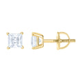 925 Sterling Silver Yellow-Tone Unisex Princess-cut 0.82ct Moissanite Square Fashion Stud Earrings