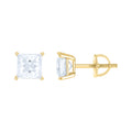 925 Sterling Silver Yellow-Tone Unisex Princess-cut 1.62ct Moissanite Square Fashion Stud Earrings