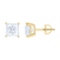 925 Sterling Silver Yellow-Tone Unisex Princess-cut 2.42ct Moissanite Square Fashion Stud Earrings