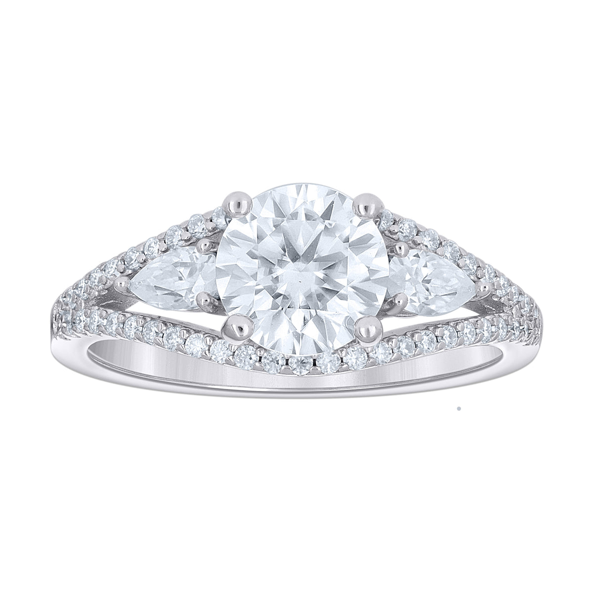 925 Sterling Silver Womens Round Pear Cubic-Zirconia Engagement Ring Size 8