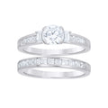 925 Sterling Silver Womens Round Princess-cut/Baguette Cubic-Zirconia Duo Bridal Ring Set Size 6