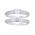 925 Sterling Silver Womens Cubic-Zirconia Duo Bridal Ring Set Size 7