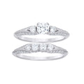 925 Sterling Silver Womens Cubic-Zirconia Duo Bridal Ring Set Size 5