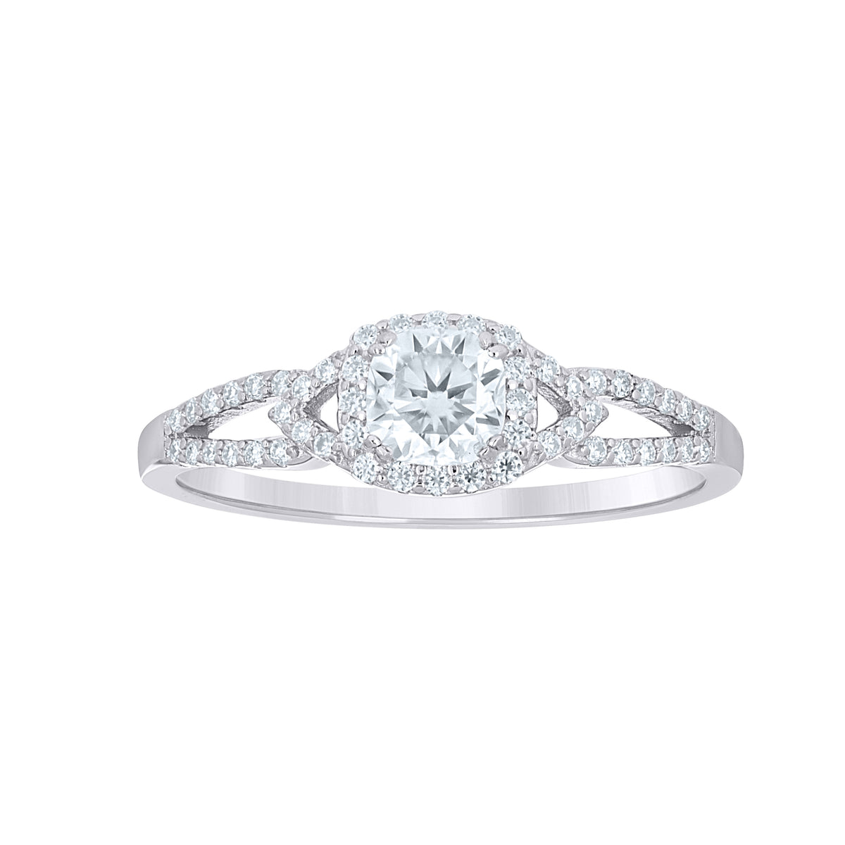 925 Sterling Silver Womens Cubic-Zirconia Engagement Ring Size 7