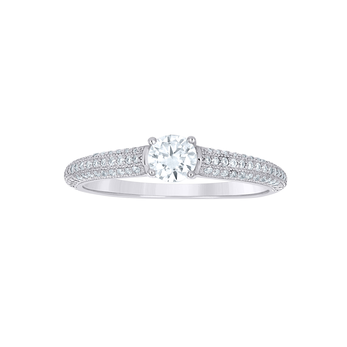925 Sterling Silver Womens Cubic-Zirconia Engagement Ring
