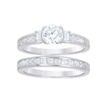 925 Sterling Silver Womens Round Princess-cut/Baguette 0.26ct Moissanite Duo Bridal Ring Set Size 5