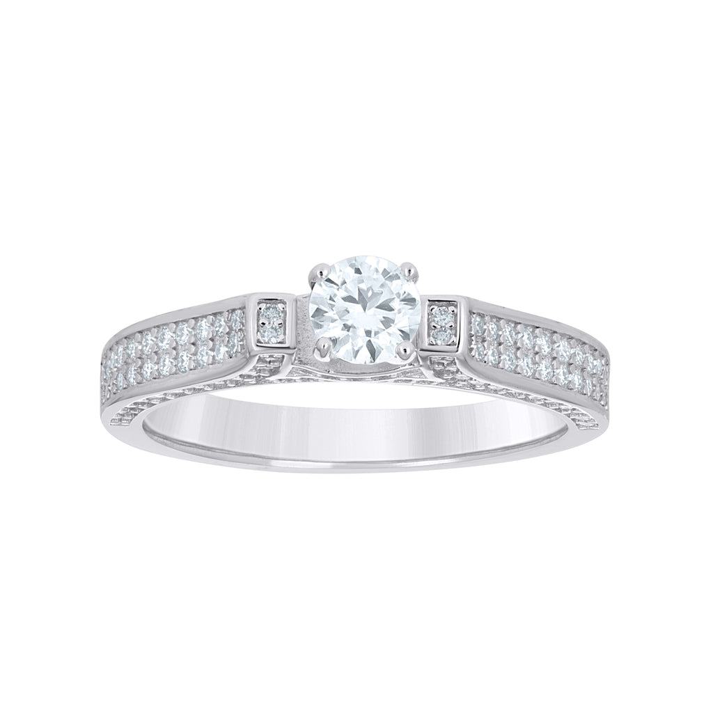 925 Sterling Silver Womens Round 1.23ct Moissanite Engagement Ring Size 5