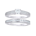 925 Sterling Silver Womens Round 1.56ct Moissanite Duo Bridal Ring Set
