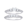 925 Sterling Silver Womens Round 1.69ct Moissanite Duo Bridal Ring Set